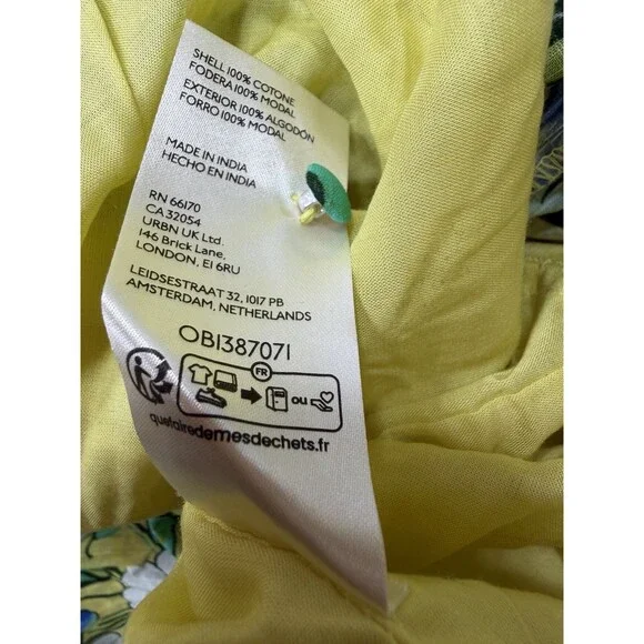 Anthropologie Midi Dress Women Peregrine Yellow Floral Preppy Vacay Boho XL NWT - Picture 8 of 10